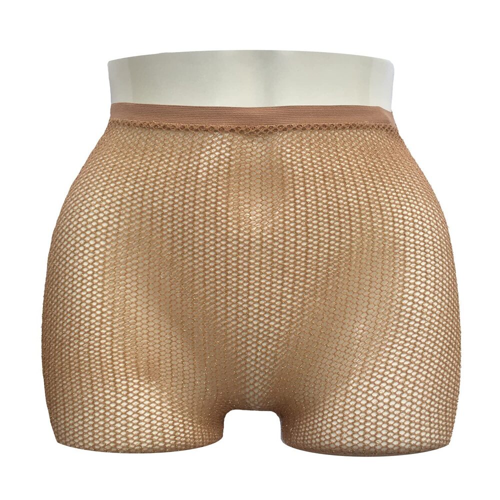 3670 PLUS SIZE Skintone Gold Glitter Fishnet Stockings Carnival